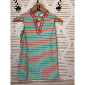 STS Sail to Sable Girls Size 8 Preppy Mint & Coral Dress